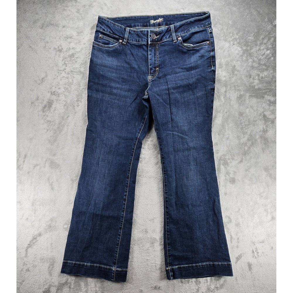 Wrangler Women's Western Bootcut Jeans Size 13 Dark Wash Stretch Cowgirl (34×30)